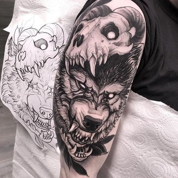 tatouage loup-garou