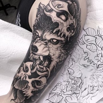 tatouage loup-garou