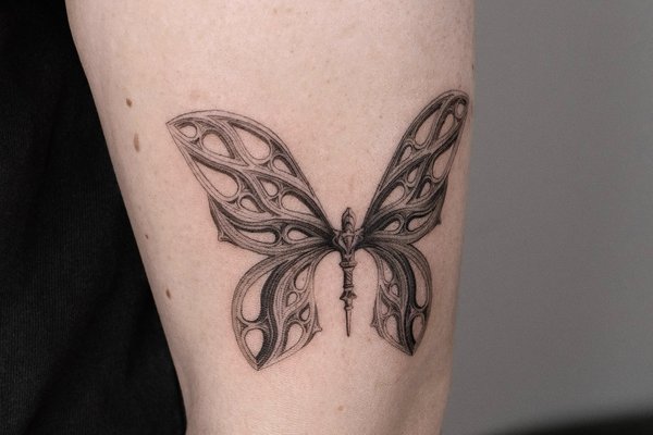 tatouage minimaliste de papillon